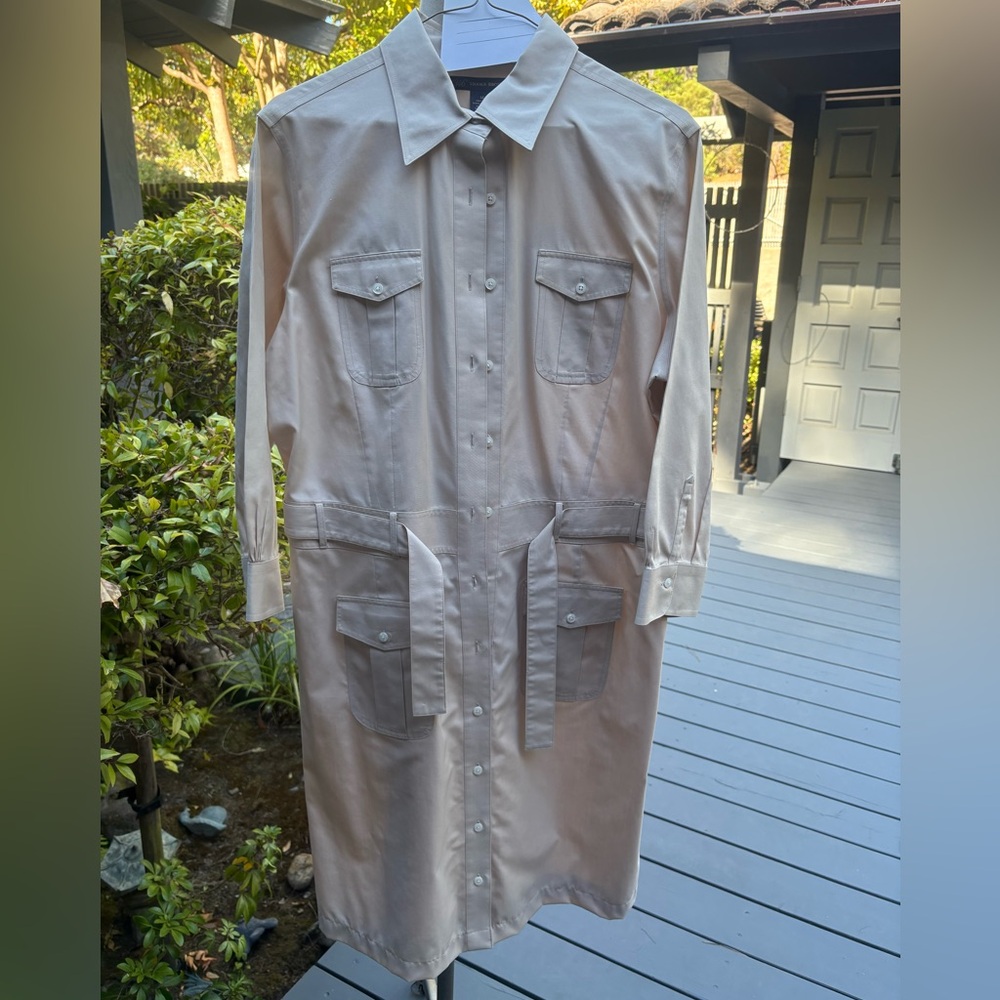 Brooks Brothers Beige Long Sleeve Shirt Dress